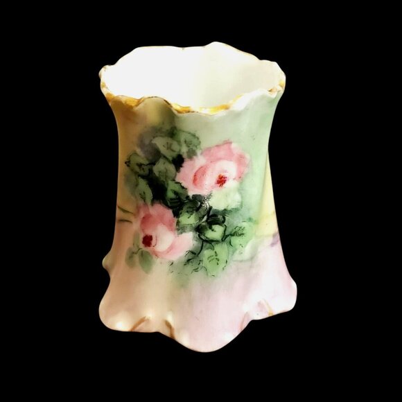 Antique Porcelain Hand Painted Roses Toothpick Match Holder Versailles - Picture 2 of 14
